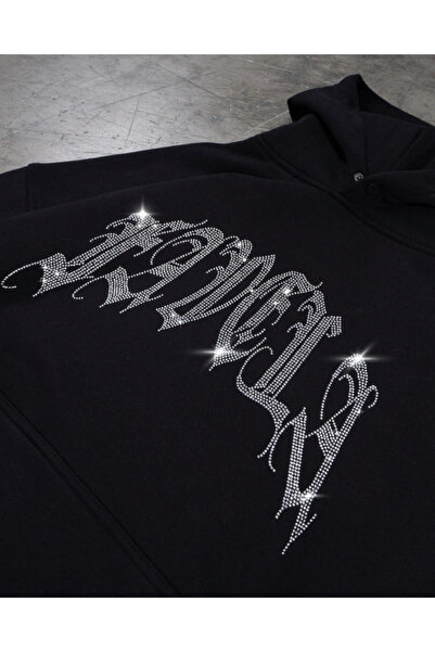 Gofeel Favela Parıltılı Taş Baskılı Unisex Oversize Hoodie