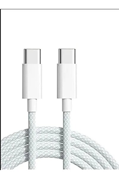 Genel Markalar Iphone 15 ve 15 Pro max Uyumlu Type C Şarj Kablosu Örgü Tip Do...