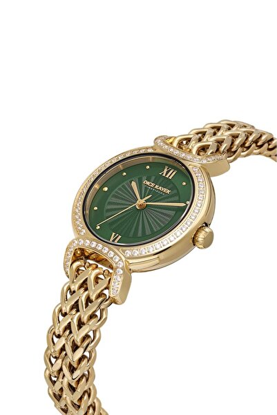 Dice Kayek Dk.1.Ag1411.06 Stone Design Steel Band Steel Case 5 Atm Water Resistant Gold Color Kadı