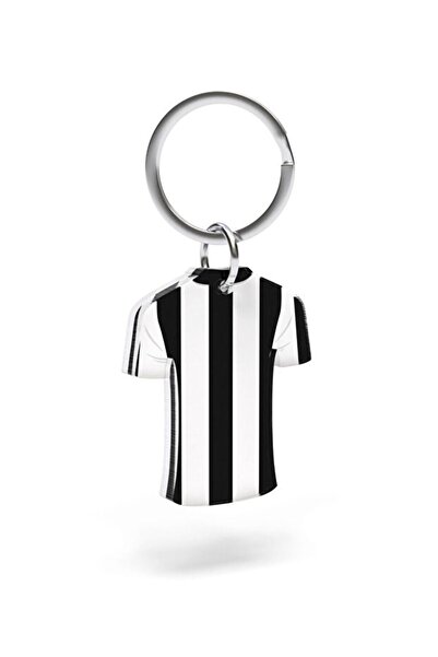 Beşiktaş Licensed Black Striped Jersey Keychain Eagle with Wooden Box