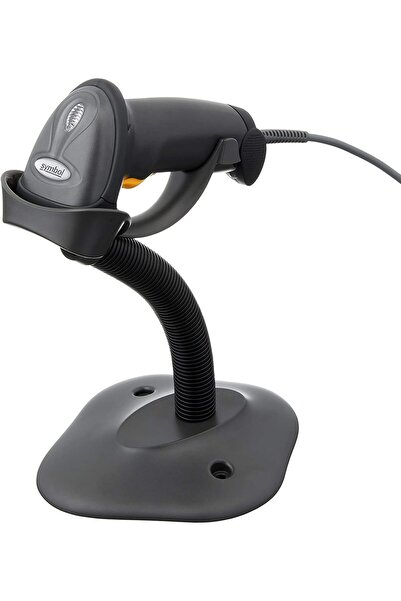 Zebra Technologies ماسح باركود محمول أحادي الأبعاد من Zebra Symbol LS2208 (أسود) - يتضمن حاملًا وكابل USB