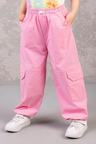 DMB KİDS Yan Cepli Paraşüt Pantolon - Pembe