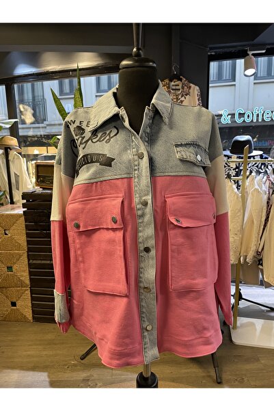 Dadali Women's Stone Embroidered Embroidered Cotton Long Sleeve Gray Denim Ja...