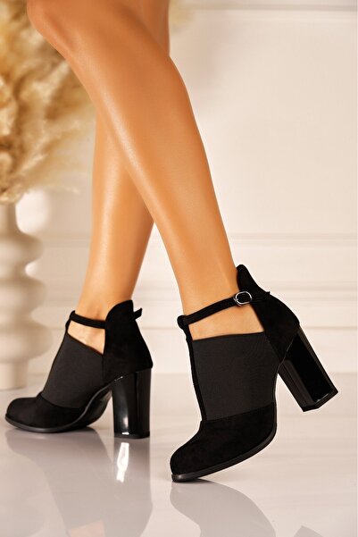 Joana Черни велурени боти на глезена с блоков ток Alyea2