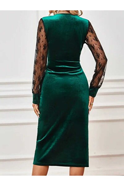 moda wanilia Kadın Kruvaze Yaka Yandan Düğmeli Önden Çapraz Kesim Detaylı Mini Boy Davet Nikah Abiye Elbise