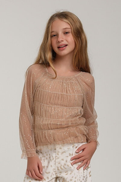Escabel Gold Puantiyeli Kız Bluz - Gold