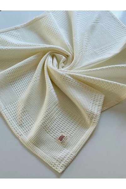 Fulya Tuhafiye Ftbabycollection %100 Cotton Waffle Pike Baby Blanket 90X100 cm –Cream
