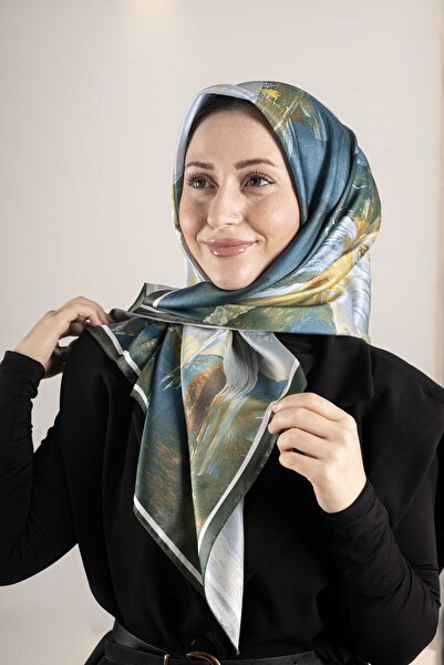 Akel Dijital Kristal Desenli Eşarp 95x95 – Pastel Desen-3