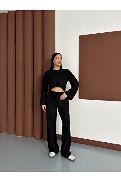 MODAMERSİ Set de îmbrăcăminte pentru femei, negru, spaniol, cu volane, din ma...