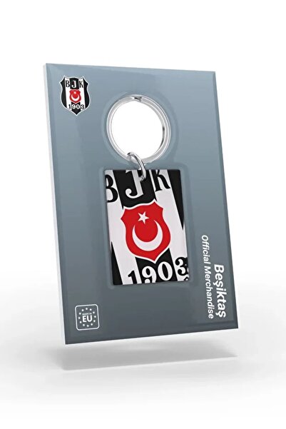 Beşiktaş Licensed Logo Double-Sided Keychain Eagle Wooden Boxed