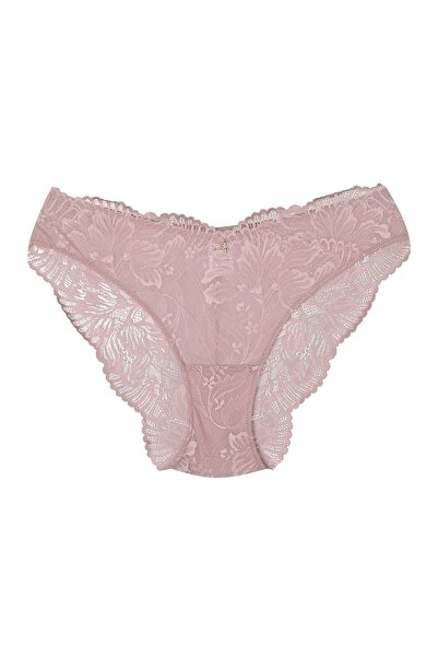 ESOTIQ Chiloți brazilieni eleganți pentru femei cu dantelă florală și pandantiv auriu | Afine