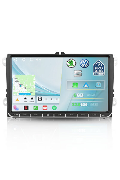 MaxTech Navigatie Volkswagen/Skoda/Seat dedicata, Android 15, 6GB Ram 128GB Memorie, Carplay & Android auto