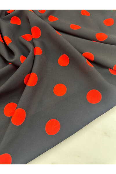 ipekkumaş antazi Siyah Kırmızı Puantiye Krep Kumaş Elbise Etek Gömlek Şalvar ...