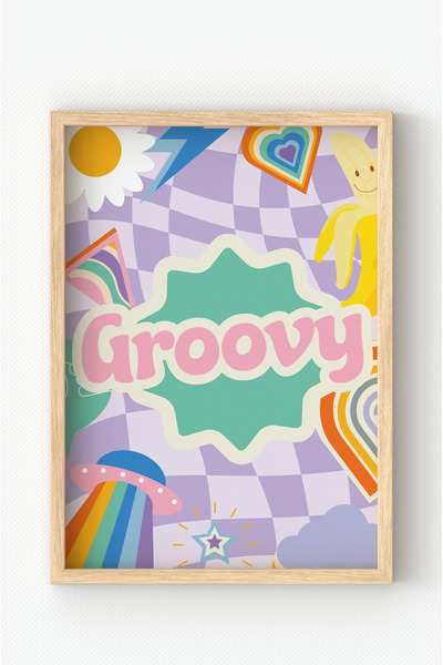 MIOVI Çerçeveli Retro Poster – Trend Renkli Tablo, Dekoratif Ev ve Duvar Dekoru