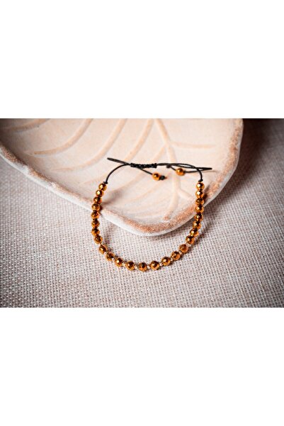 OEM Brățară cu hematit și 10 bilute din aur 14K - Reglabila