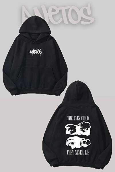 Anetos Scarface 10 Sırt cu imprimeu Negru cu glugă Swea tricou