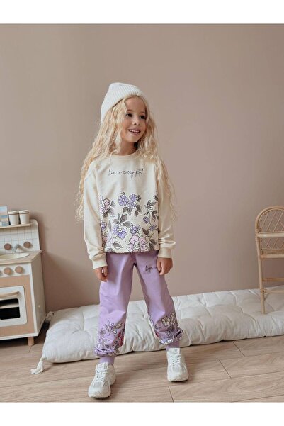 YİGİT BUTİK Set de îmbrăcăminte pentru fete cu mâneci lungi cu modele florale