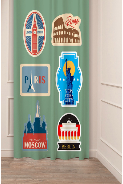 GREENDECOR ستارة خلفية عصرية أنيقة بتصميم باريس ولندن ونيويورك وموسكو وروما و...