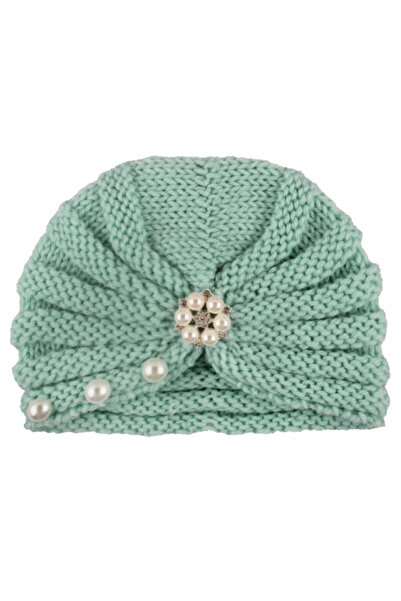 Bebelul Crocheted turban hat with pearls and rhinestones