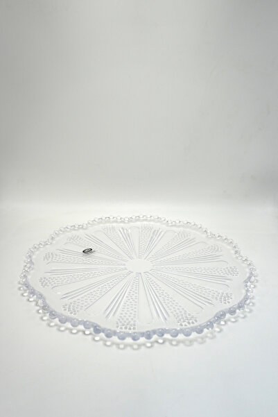 Ebruli hediyelik El Yapımı, Papatya Model Cam Sunum Tabağı, Supla, Pasta Tabağı 33cm