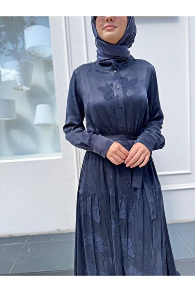 MissWhence 38809 Self-Patterned Women's Dress Navy Blue