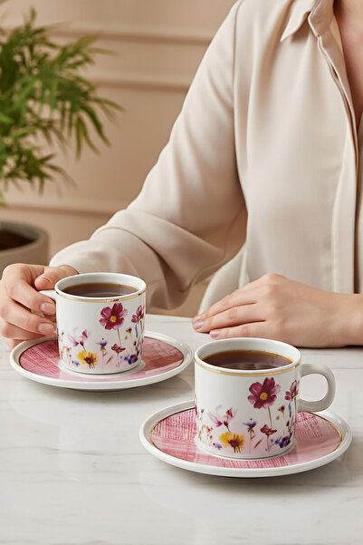 Güral Porselen Mental 4 Parça Çay Fincan Takımı 67092 Pembe