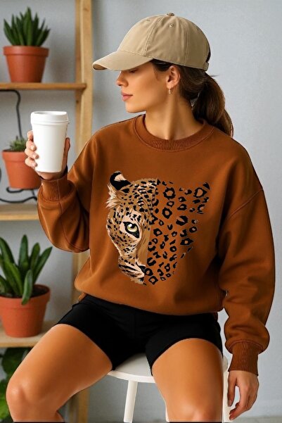 ArtYus Tricou unisex cu mânecă lungă Tiger Transfer cu imprimeu guler rotund ...