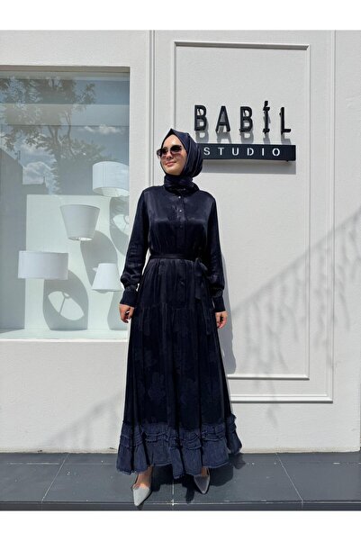 MissWhence 38809 Self-Patterned Women's Dress Navy Blue