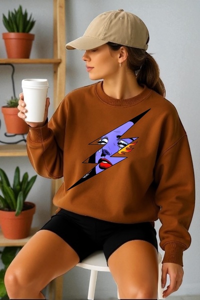 ArtYus Φούτερ Unisex με μακριά μανίκια Lightning Women Transfer με τύπωμα με ...