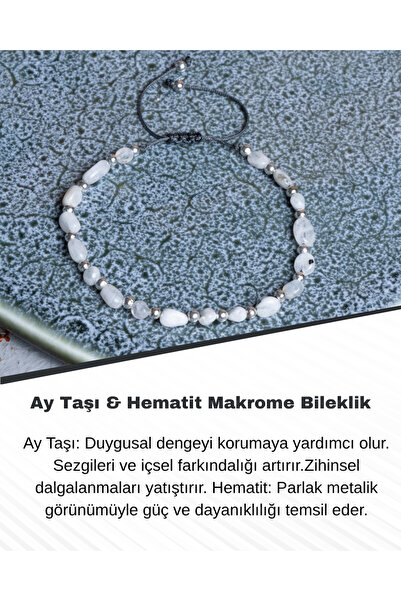 Saff Doğal Taş سوار مكرامية من حجر القمر والهيماتيت