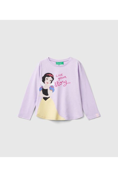 United Colors of Benetton Kız Çocuk Lila Önü Prenses Baskılı Etek Ucu Yuvarla...