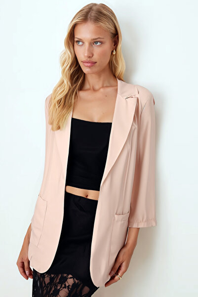 armonika Women's Beige Oversize Jacket with Pockets Arm-26K001005