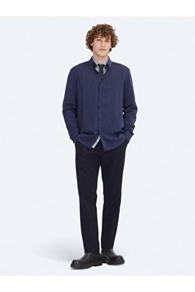 Kip Πλεκτό πουκάμισο με κανονική εφαρμογή Navy Blue