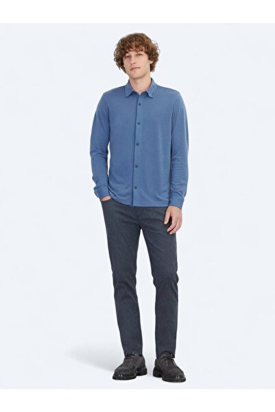 Kip Cămașă casual albastră, cu croială obișnuită