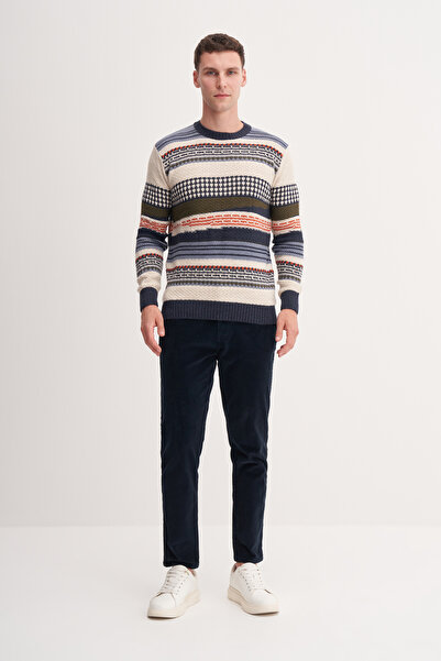 Cazador Slim Fit Acrylic Blend Vintage Patterned Crew Neck Sweater-33245