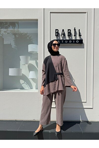 Almarwah Black 202878 Design Women's Suit Mink