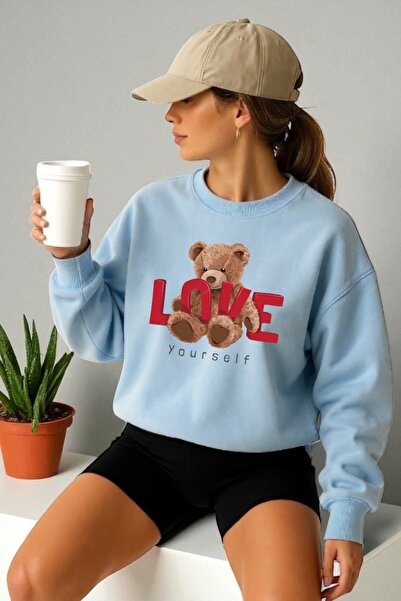 ArtYus Φούτερ Unisex με μακρύ μανίκι Love Bear Transfer με τύπωμα με λαιμόκοψ...