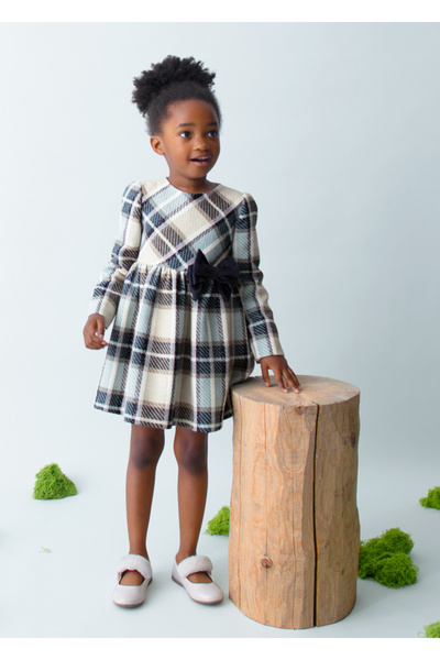 MAYORAL 4924-40 Girl's Blue Plaid Dress