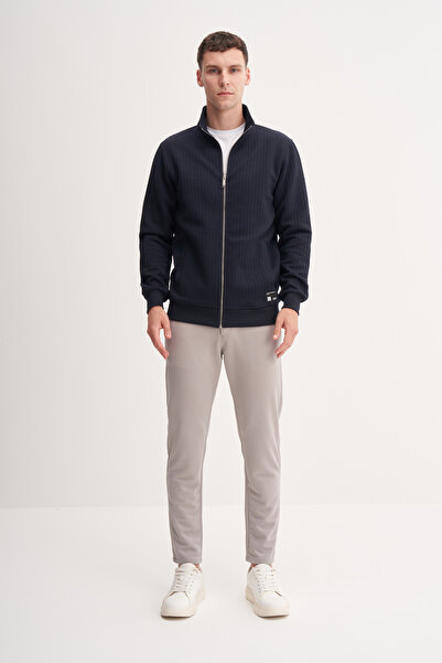 Cazador Slim Fit Dik Yaka Fitilli Pamuk Karışımlı Sweat Hırka-50330