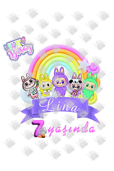 AMBALAJDÜNYAM KONSEPT LABUBU DOĞUM GÜNÜ HEDİYE POŞETİ / HEDİYE ÇANTASI ( 18*8*24) 25 ADET