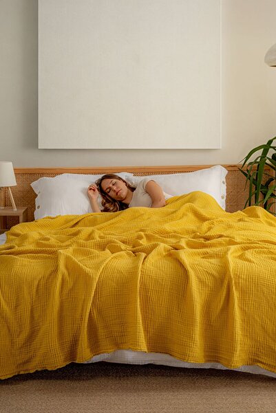 MYLASA HOME Muslin Bedspread Ultra Soft High Quality 4 Layers Muslin Pike (Single Size (180X240 cm)