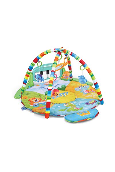 huanger - مركز أنشطة للأطفال مع حصيرة بيانو دائرية - متعدد الألوان