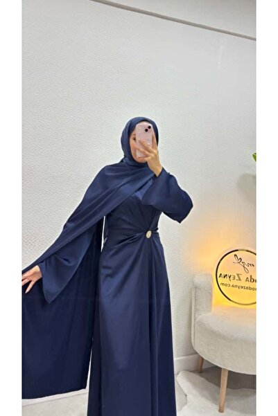 moda zeynaa Pelerinli Saten Abiye