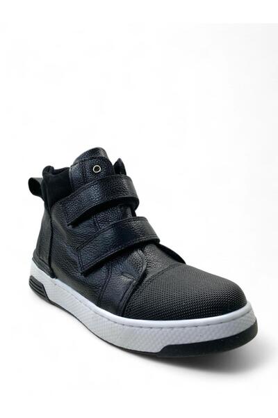 Tuğba Ortopedi 585 Orthopedic 100% Genuine Leather Young Black Banded Boots