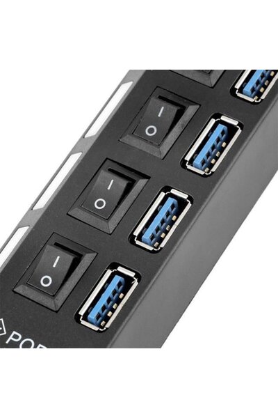 Rabelix Online Marketing 4 Port Usb 3.0 Hub Çoklayıcı Çoğaltıcı 4 Lü Usb Pc Kablosu Ledli Işıklı Anahtarlı 30cm Kablolu