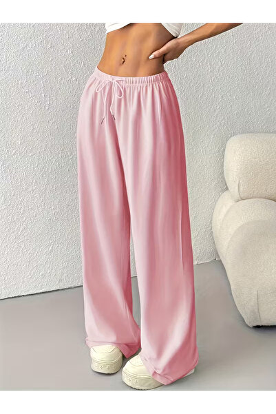 Genel Markalar İKİ ADET PEMBE VE GRİ RAHAT KALIP BOL PAÇA EŞOFMAN ALTI