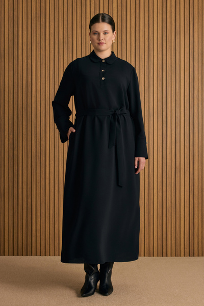 Aker Yakası Düğmeli Elbise