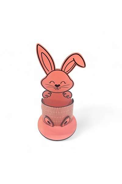 Pemina حامل أقلام على شكل أرنب مصنوع من خشب MDF بسمك 3 مم