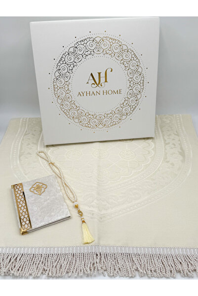 AYHANHOME 3 Piece Special Boxed Woven Twisted Fringed Prayer Rug Set