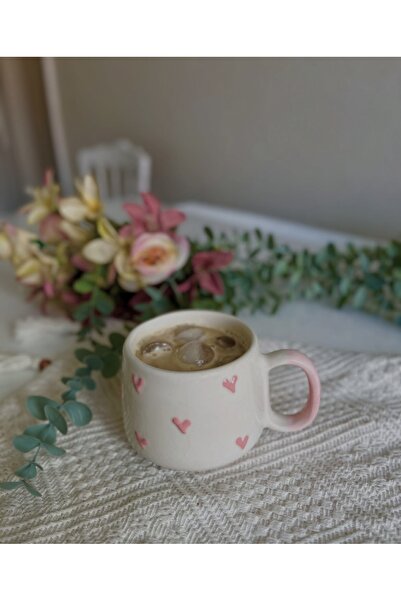 Inspire Ceramic Handmade Pink Heart Pattern Ceramic Mug Cup